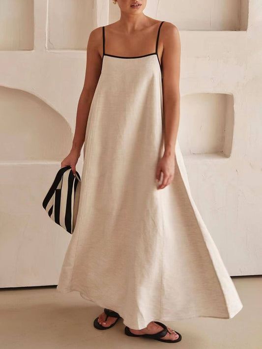 Trendy A-Lijn Feestjurk met Bandjes en Contrastdesign - Zoey