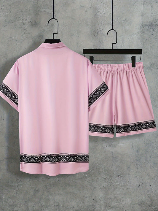 Tweedelige Boho Zomer Set Heren Shirt en Shorts Casual - Malik