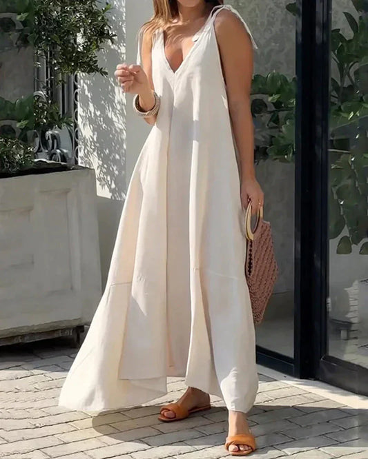 Strandjurk met V-hals en luchtige pasvorm – Krissy