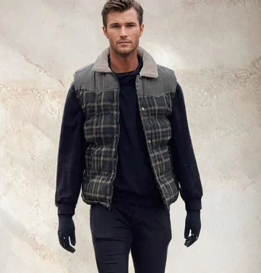 Heren Outdoor Bodywarmer met Ruitpatroon & Staande Kraag – Lennart