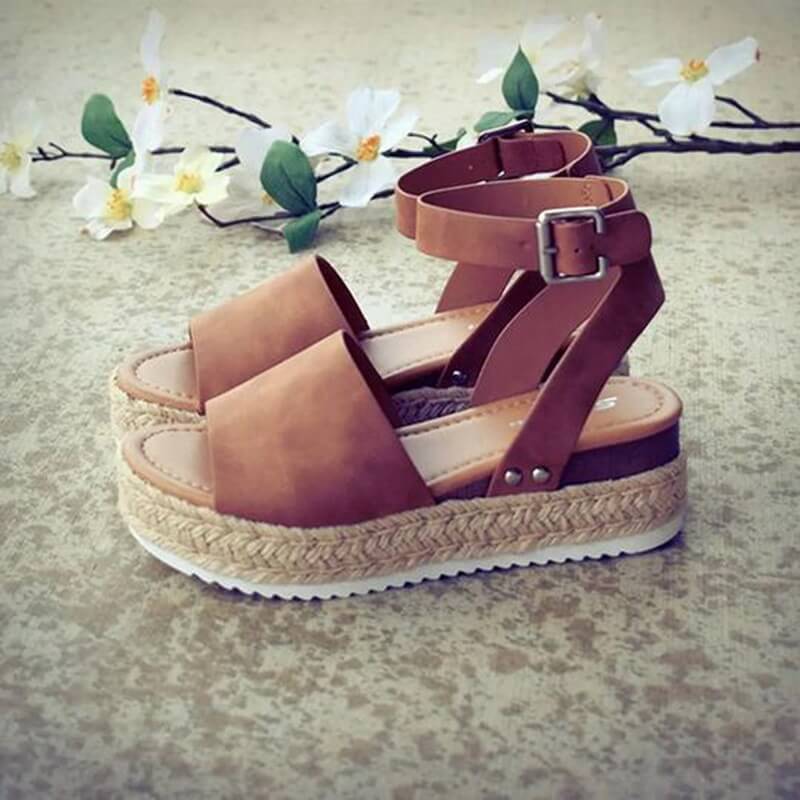 Dames Plateau Espadrille Sandalen met sleehak & bandjes – Livia