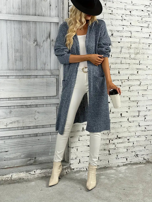 Lange gebreide dames cardigan voor herfst & winter – Elara