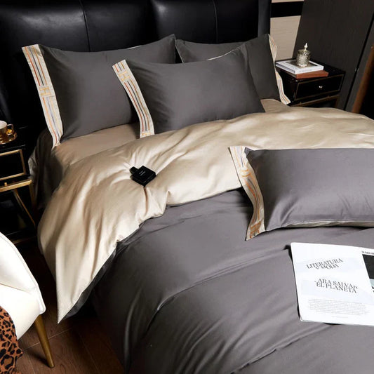 Satijnen Katoen Geborduurd Beddengoed Set - Luxora