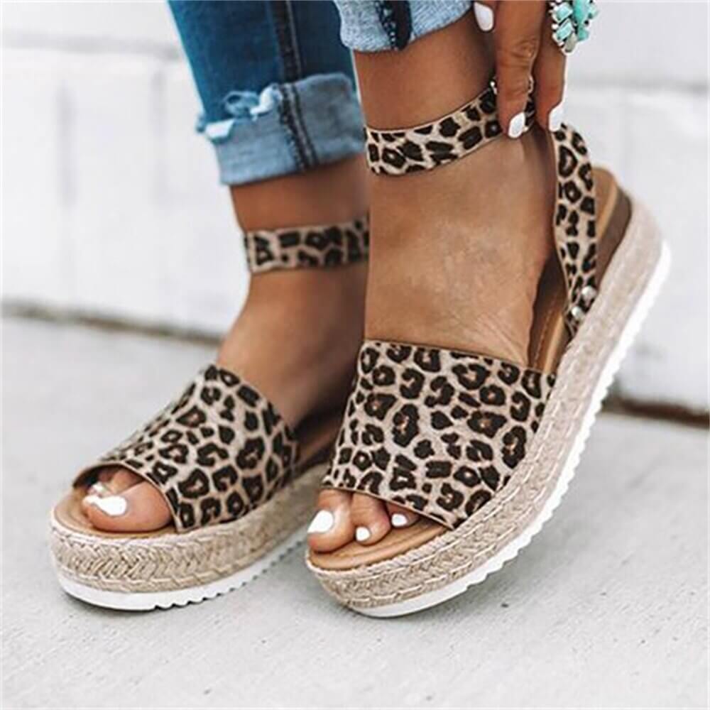 Dames Plateau Espadrille Sandalen met sleehak & bandjes – Livia