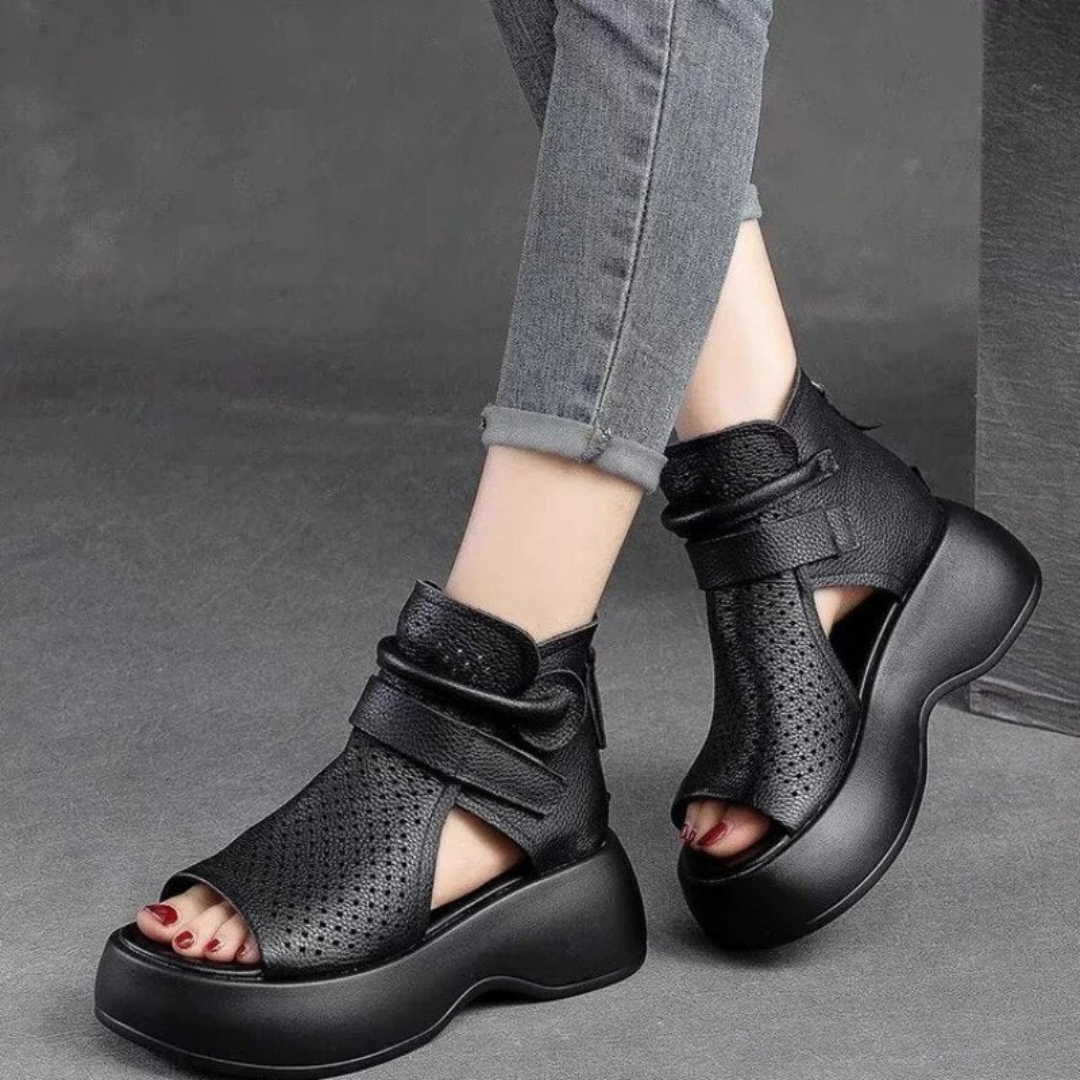 Orthopedische leren sandalen dames met schokabsorberende zool - Meike