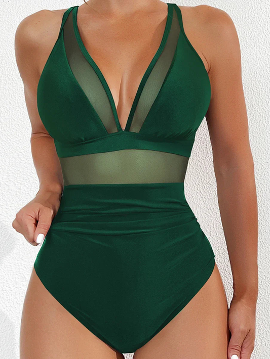 Dames badpak met mesh en push-up effect – Chiara