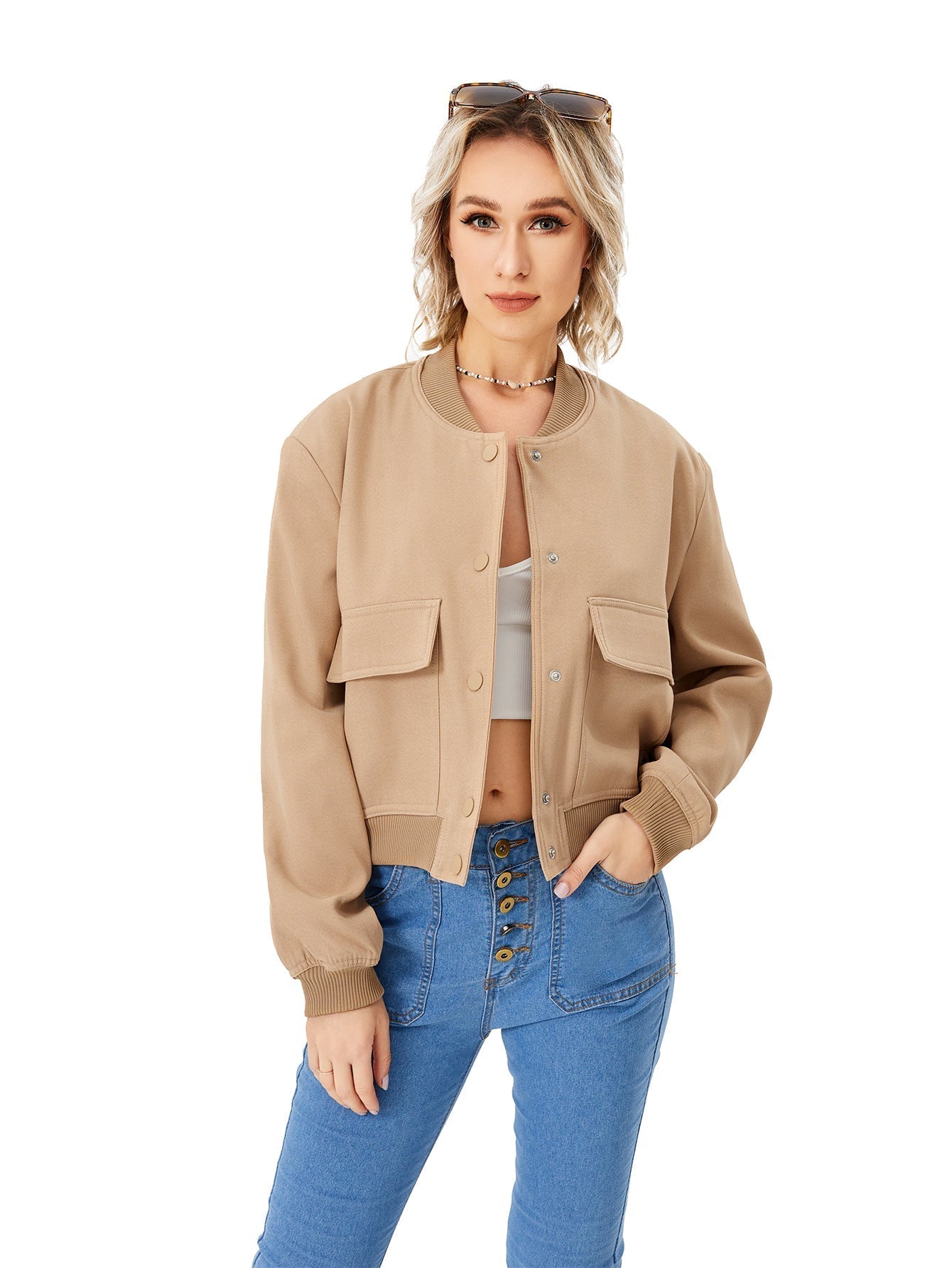 Lichte Dames Bomberjack met Knoopsluiting - Mira