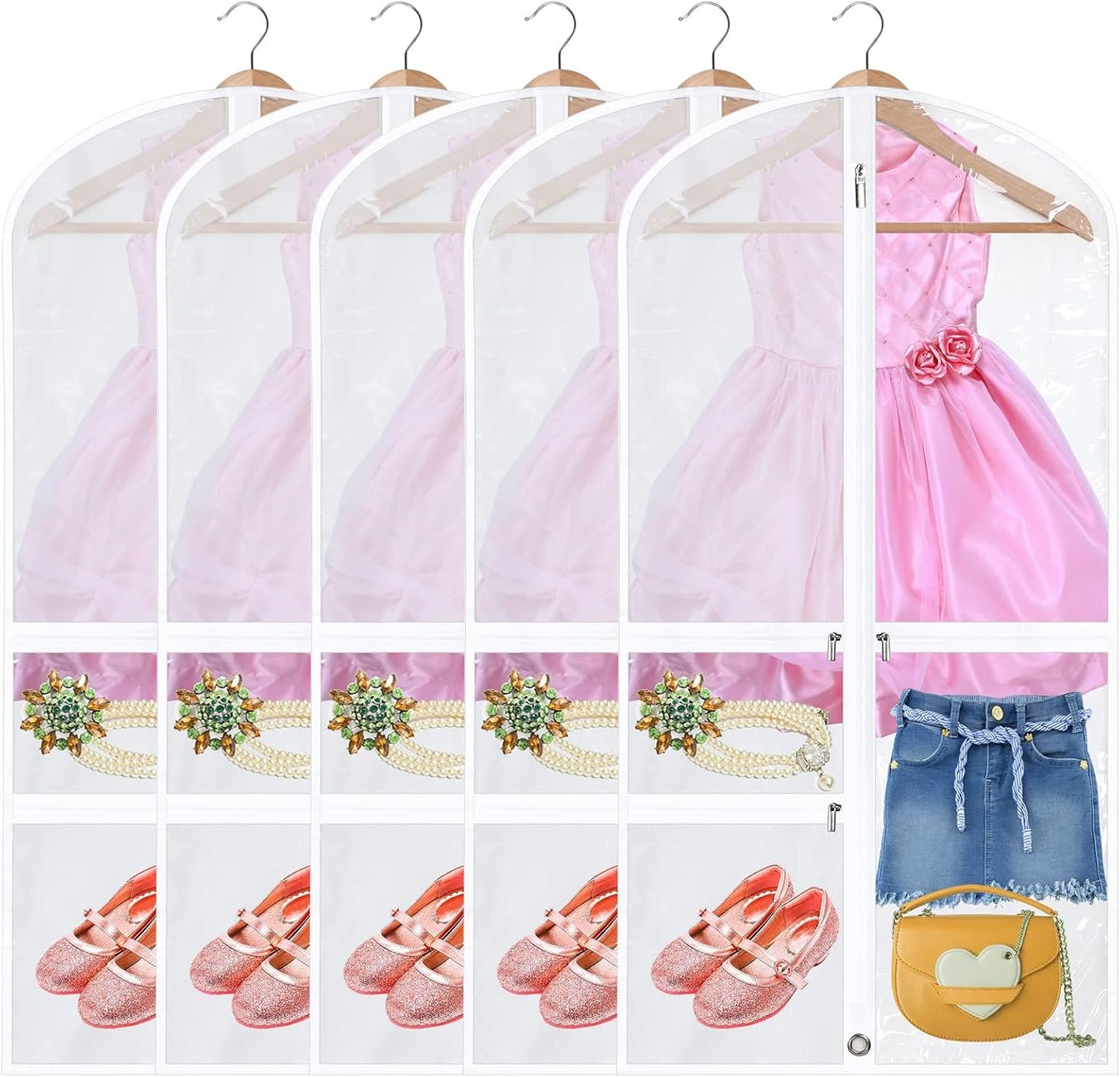 Opvouwbare Danskleding Tassen met Accessoirevak – 5-Pack (1+1 GRATIS)