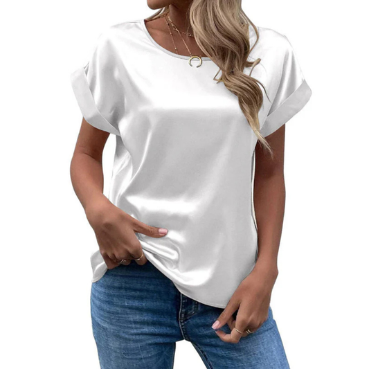 Satiniertes trendshirt met losse snit voor dames - Leona