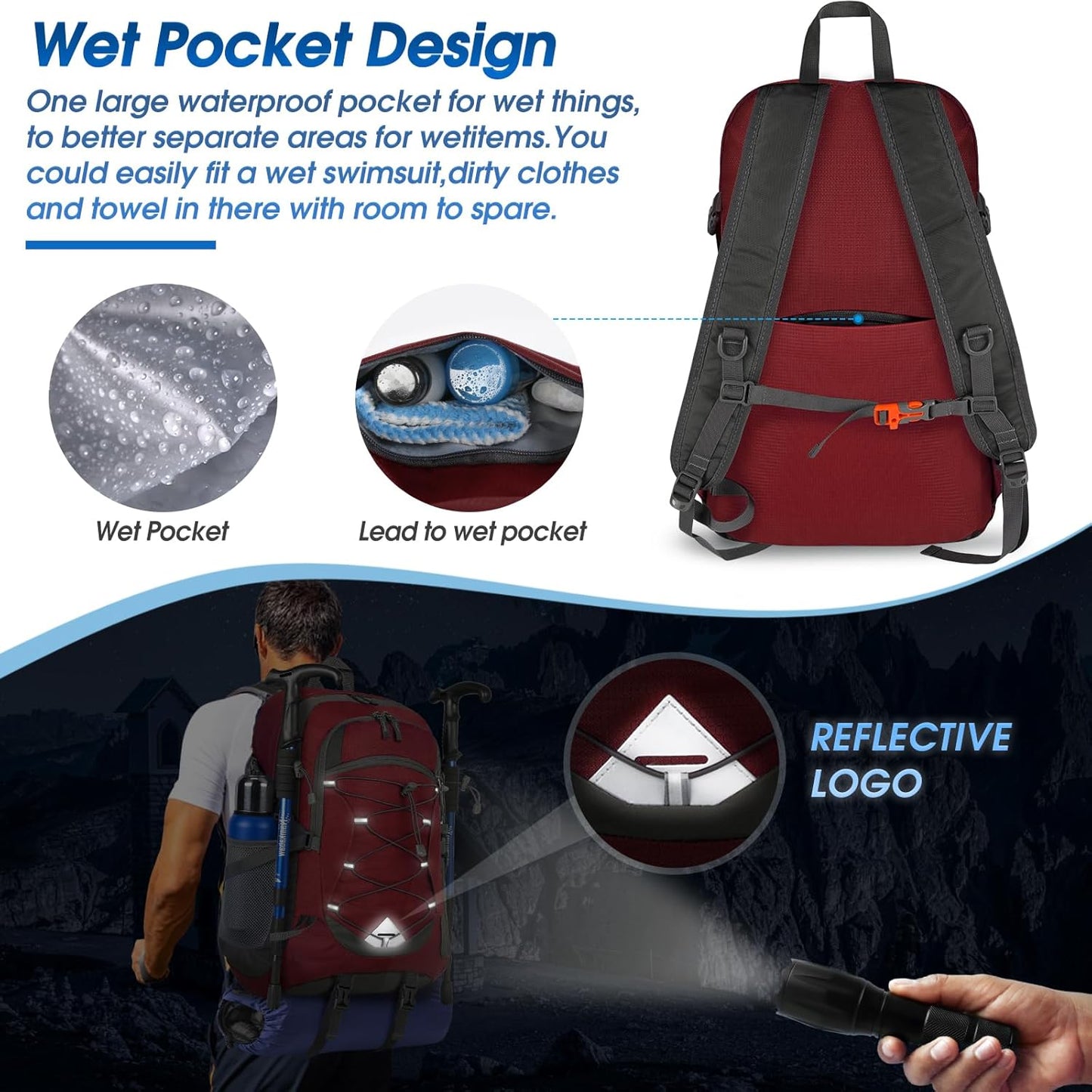 40L Waterdichte Wandel- & Kampeerrugzak – Lichtgewicht & Opvouwbaar – 1+1 GRATIS