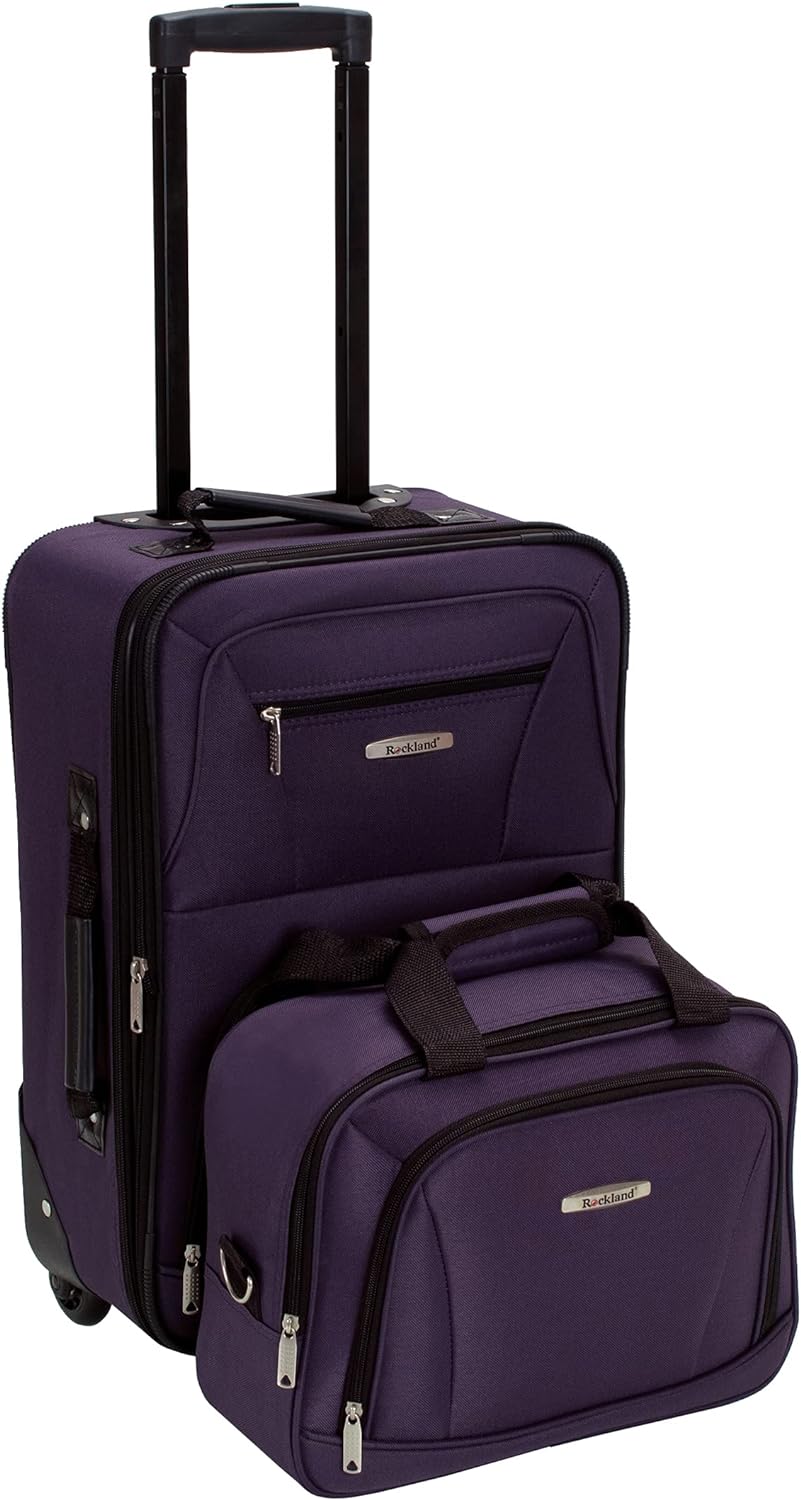 2-delige Zachte Koffer Set met Handbagage Tas & Soepele Wielen