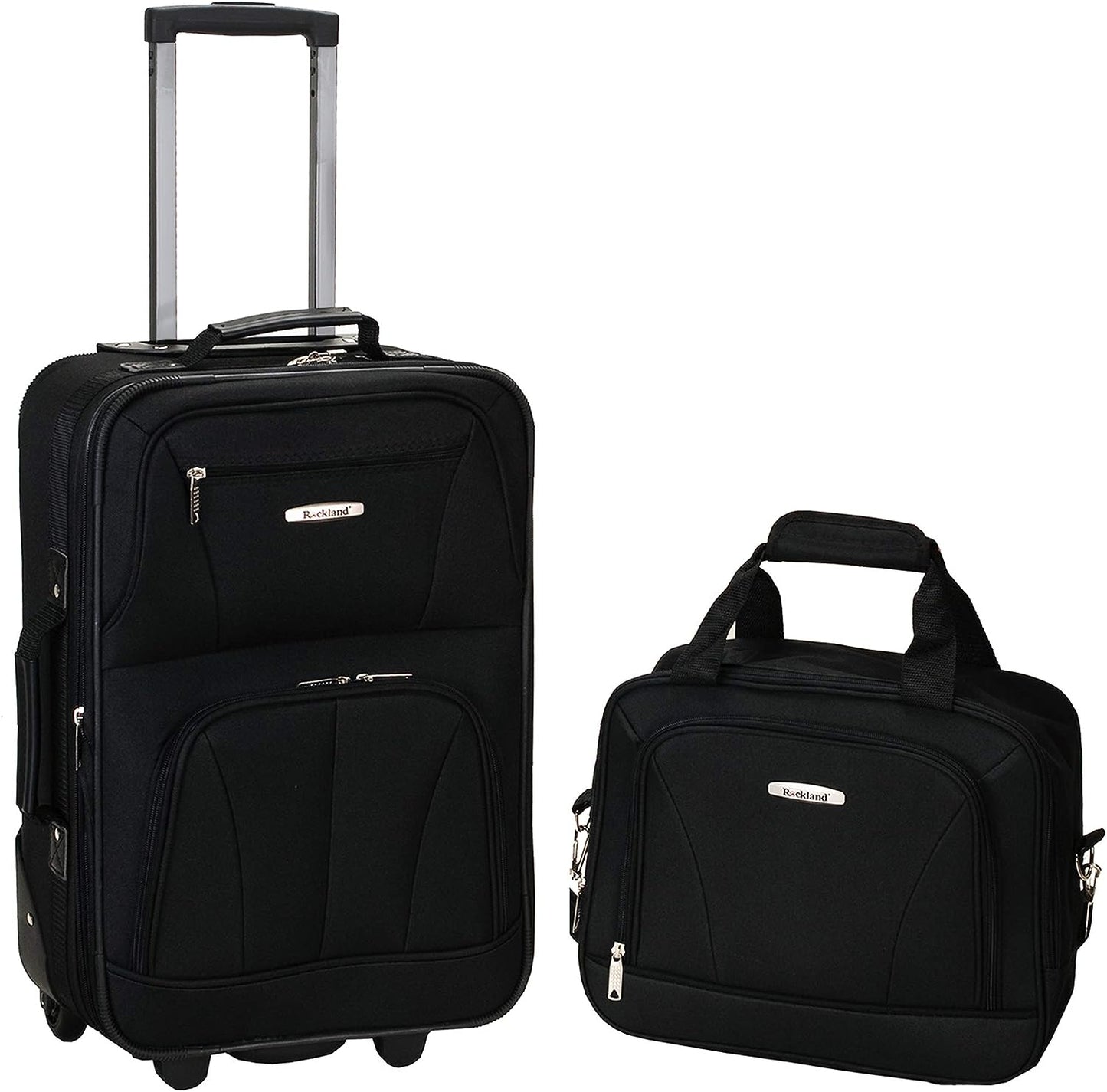 2-delige Zachte Koffer Set met Handbagage Tas & Soepele Wielen