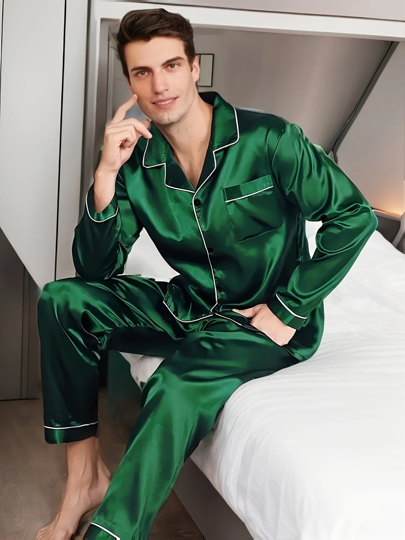 Zachte Satijnen Herenpyjama - Adrian