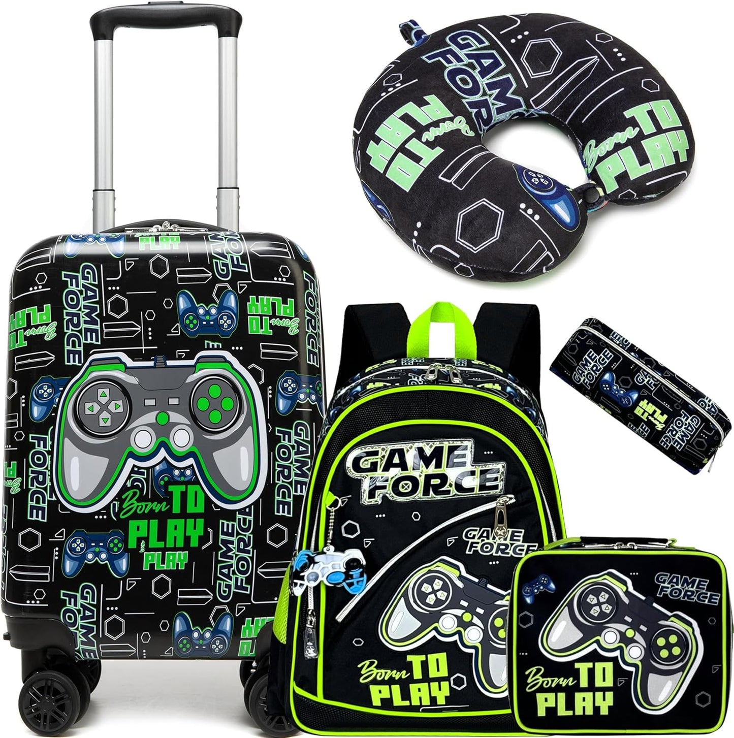 Kinder Bagage Set 5-delig met Hard Shell en Spinnerwielen – Game Day