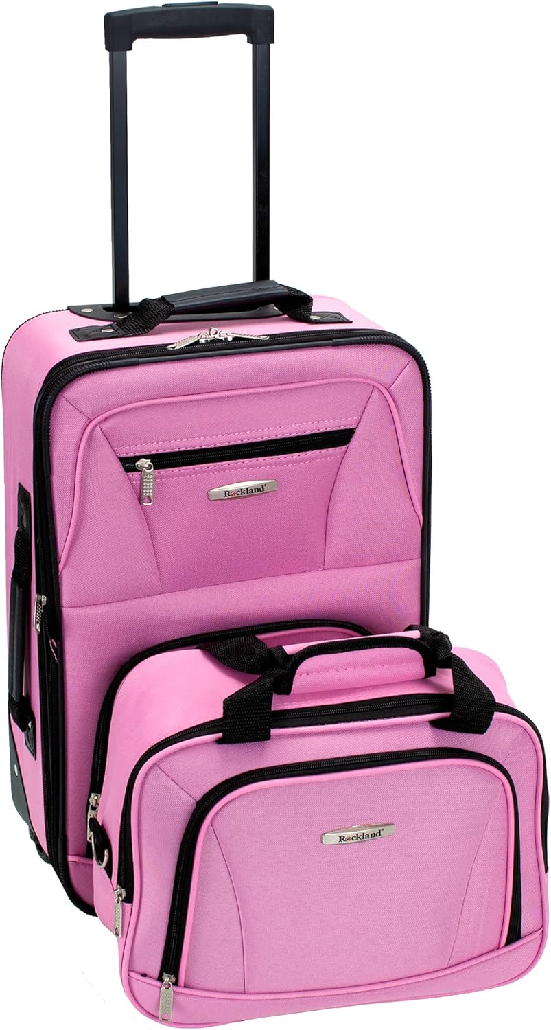 2-delige Zachte Koffer Set met Handbagage Tas & Soepele Wielen