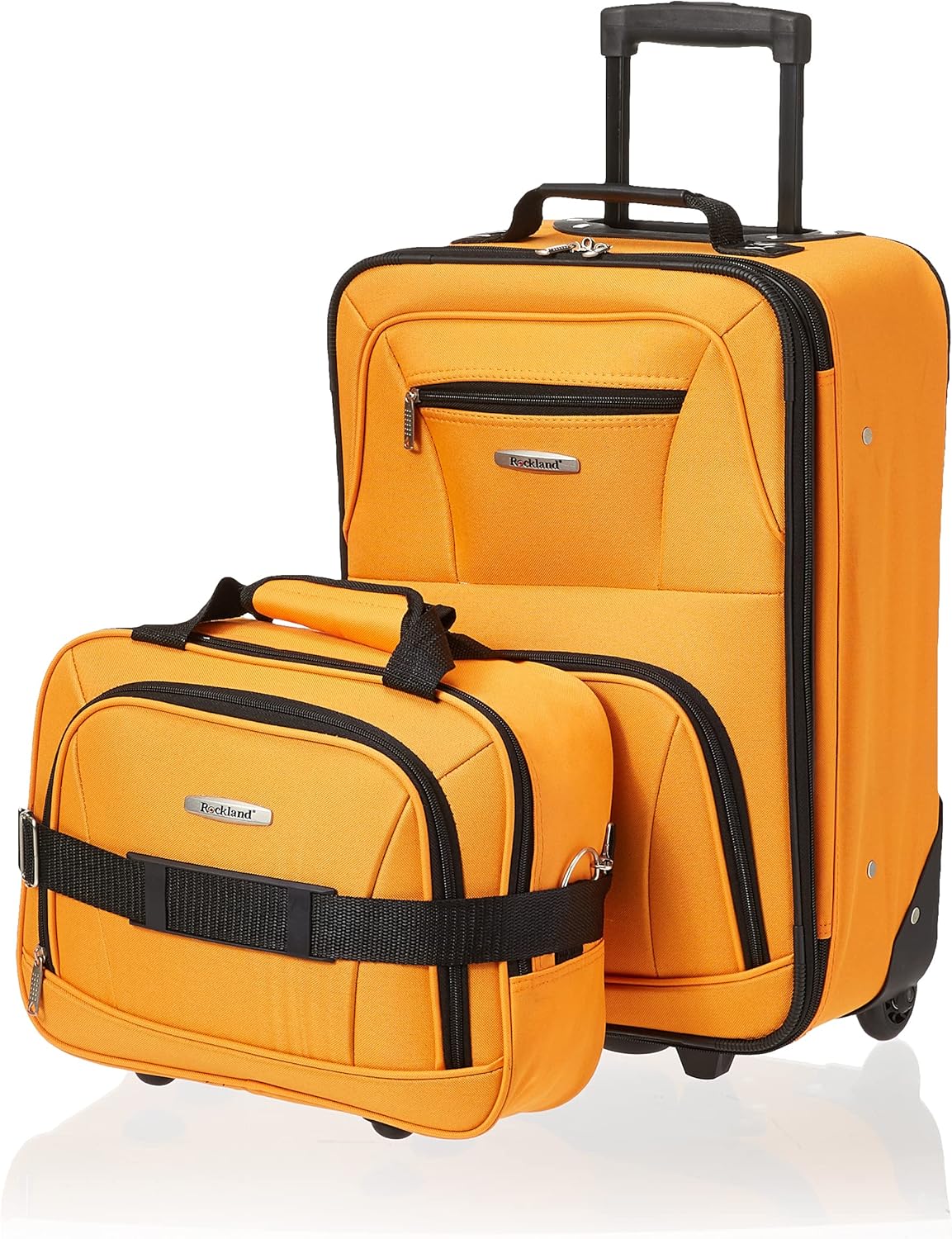 2-delige Zachte Koffer Set met Handbagage Tas & Soepele Wielen