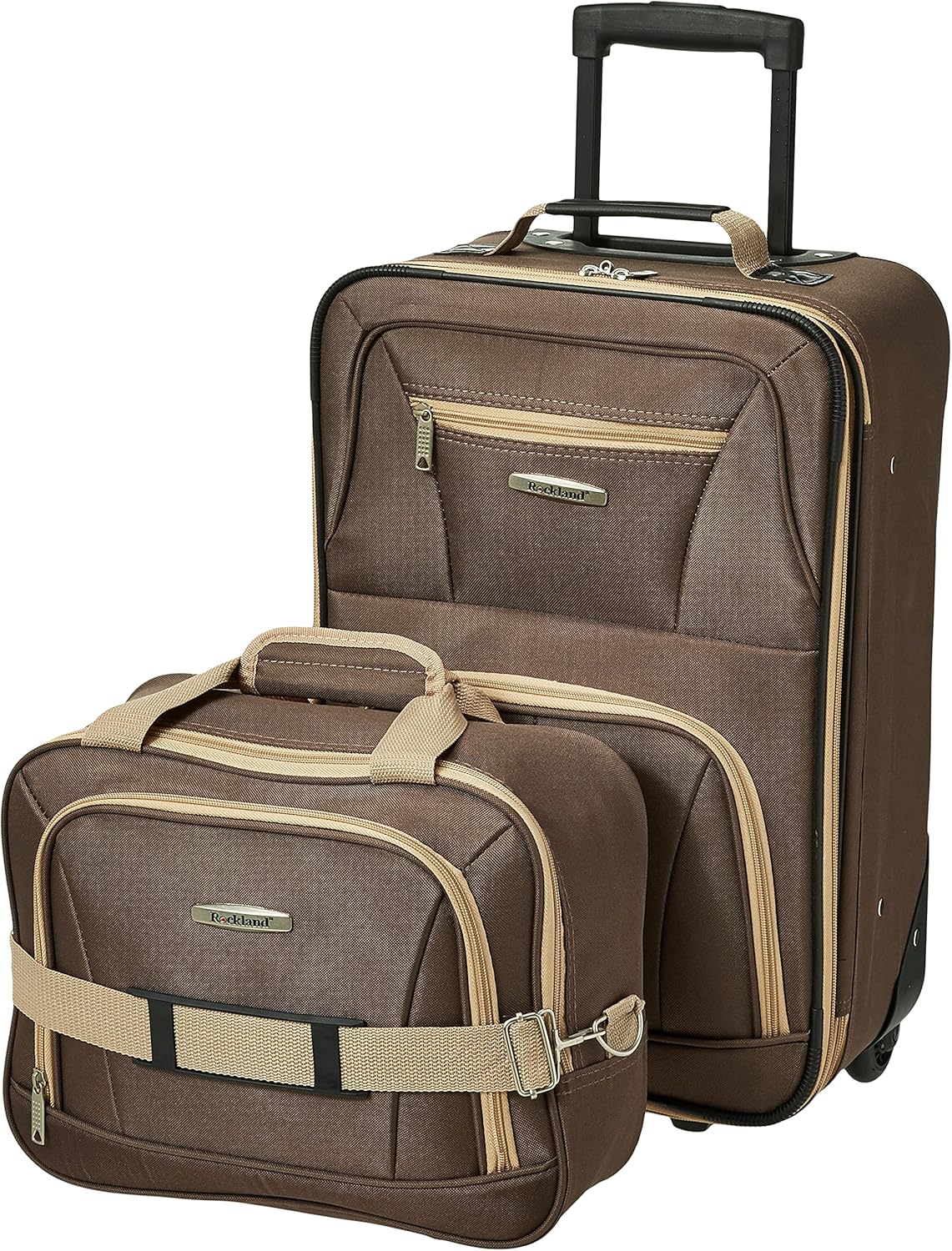 2-delige Zachte Koffer Set met Handbagage Tas & Soepele Wielen