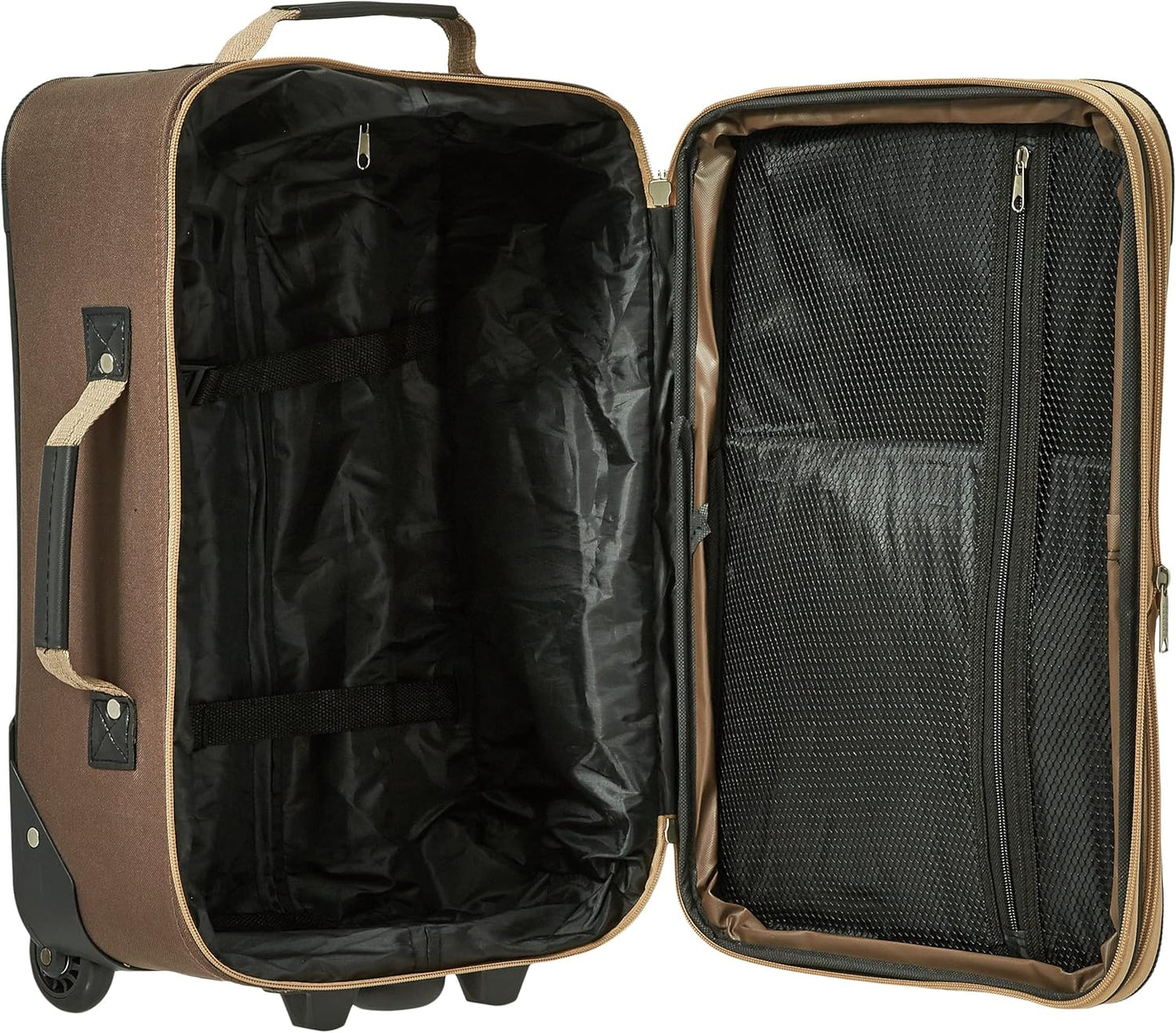 2-delige Zachte Koffer Set met Handbagage Tas & Soepele Wielen