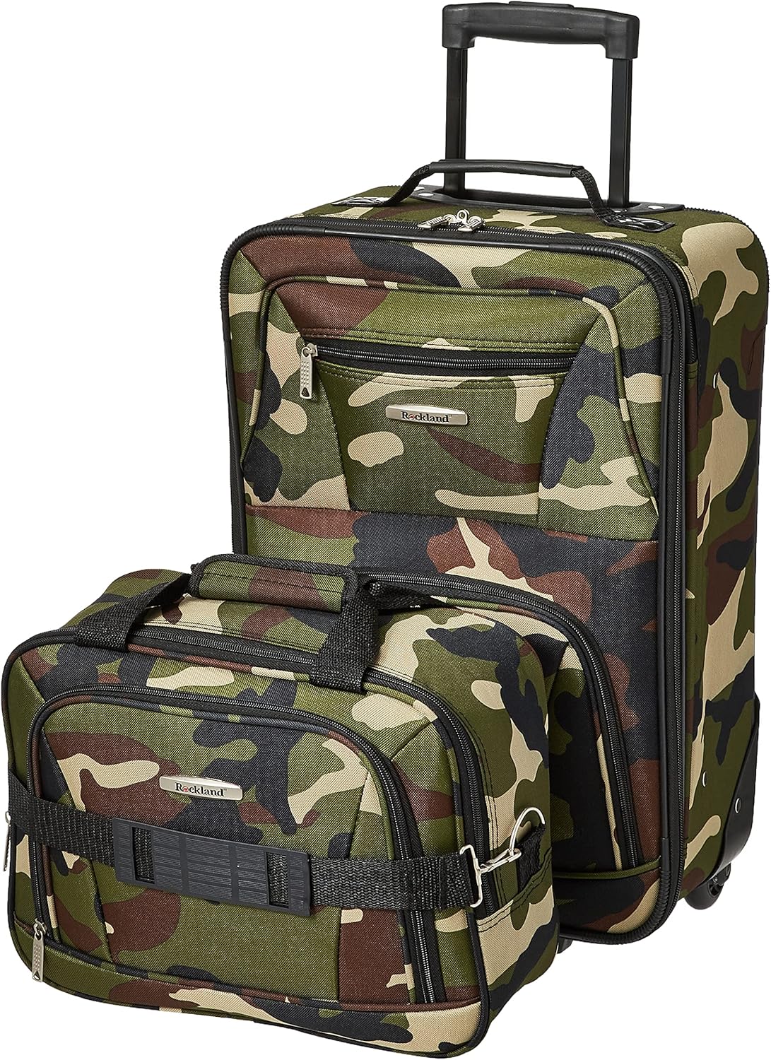 2-delige Zachte Koffer Set met Handbagage Tas & Soepele Wielen