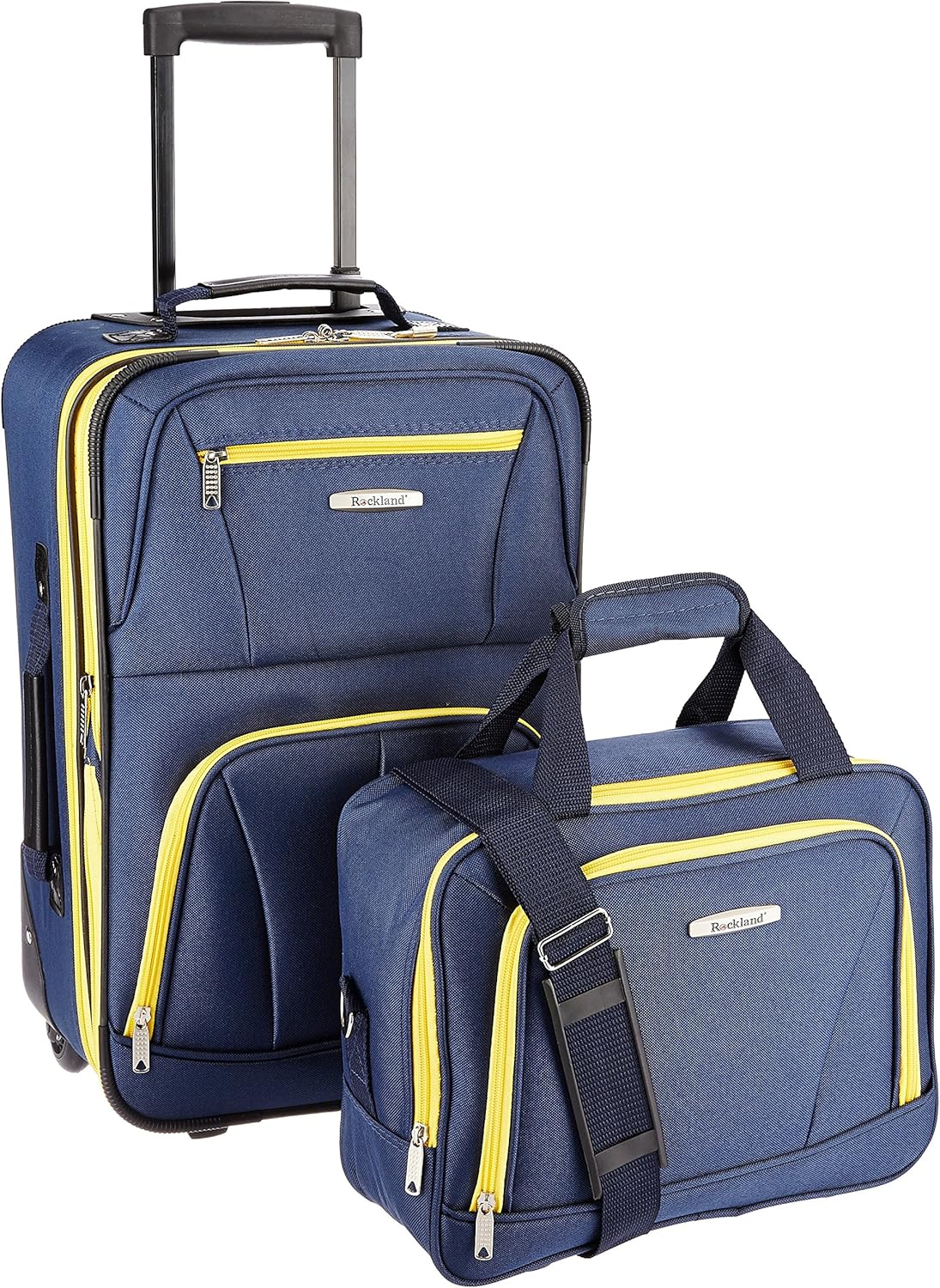2-delige Zachte Koffer Set met Handbagage Tas & Soepele Wielen