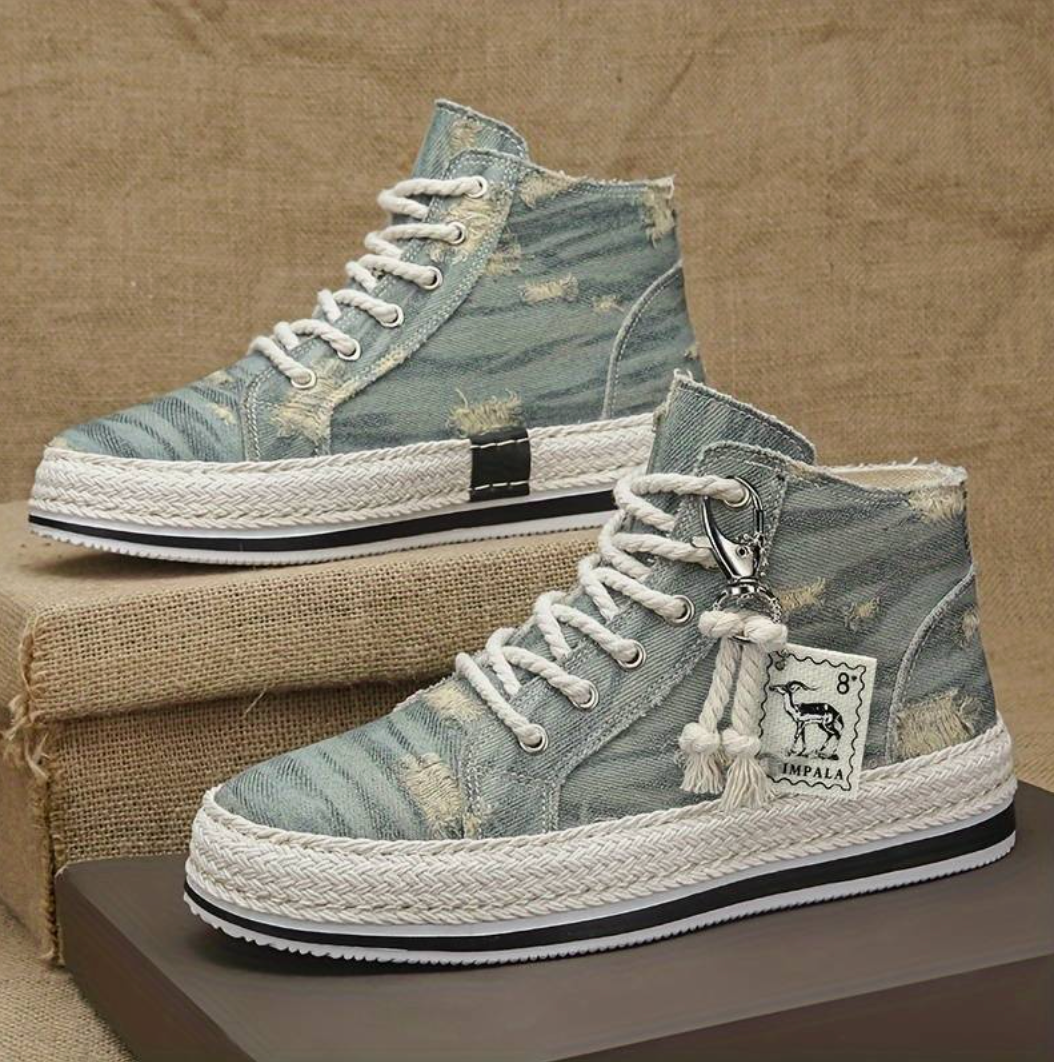 Heren High-Top Denim Sneaker met Gripzool & Enkelsteun – Jarek