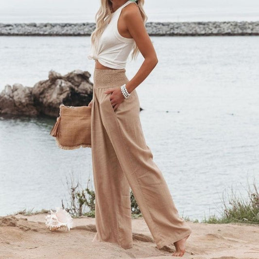 Luchtige dames linnenbroek met wijde pijpen – Liv