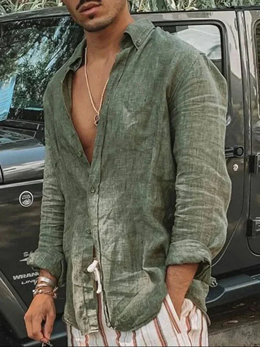 Licht heren zomer overhemd van een linnen-katoenmix - Felix