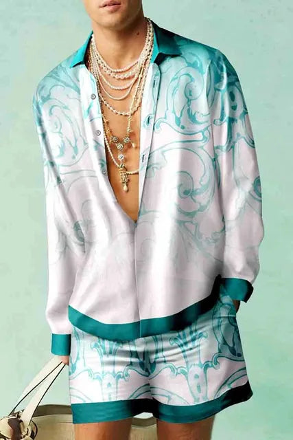 Trendy Heren Hawaii Set met Zijde Look - Fabio