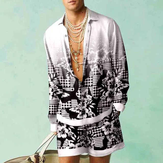 Trendy Heren Hawaii Set met Zijde Look - Fabio