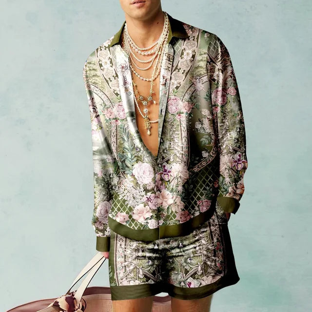 Trendy Heren Hawaii Set met Zijde Look - Fabio