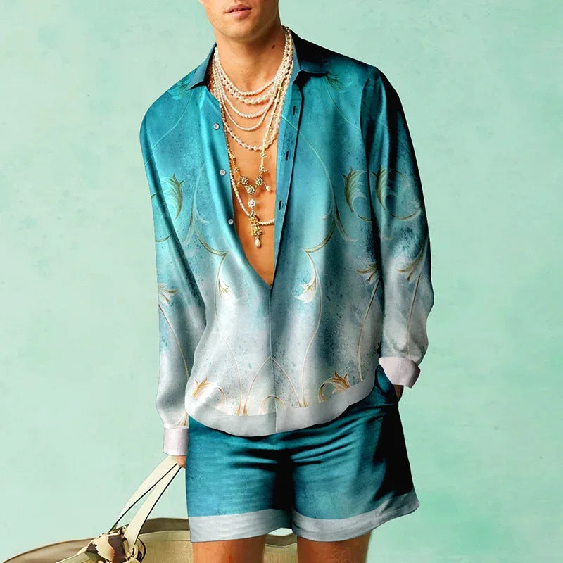 Trendy Heren Hawaii Set met Zijde Look - Fabio