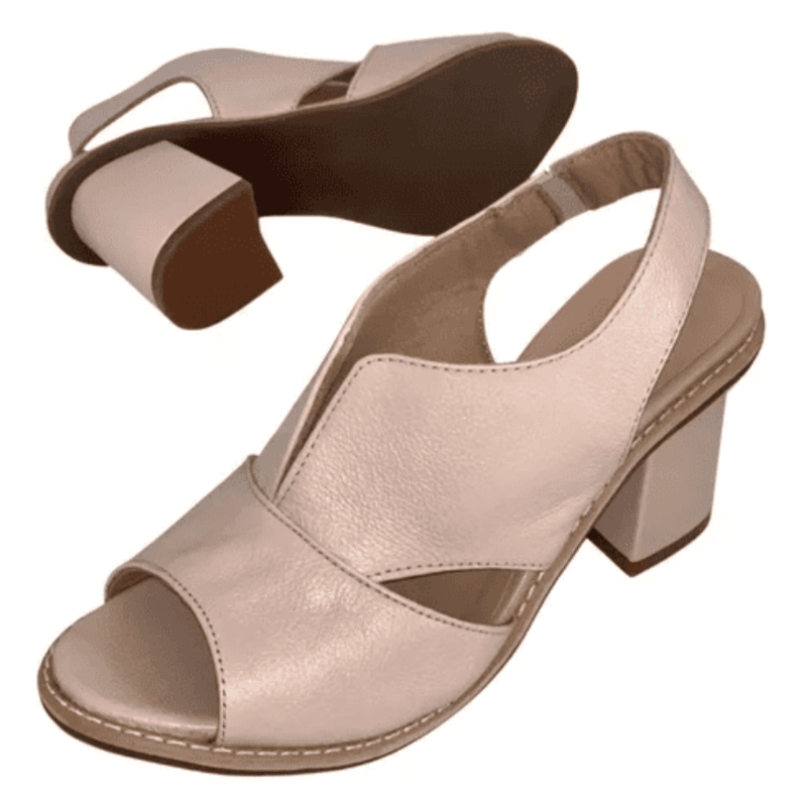 Dames leren sandalen met hak en comfortabel voetbed - Selina