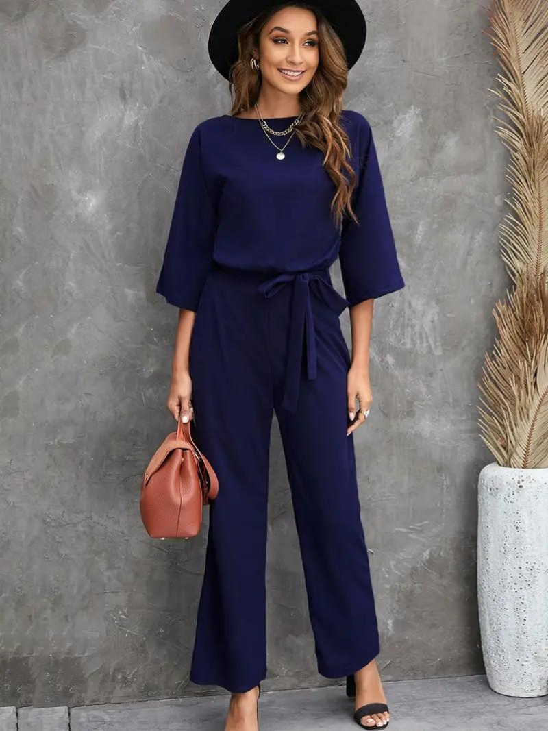 Dames-jumpsuit met strikceintuur – Selina Herfsteditie