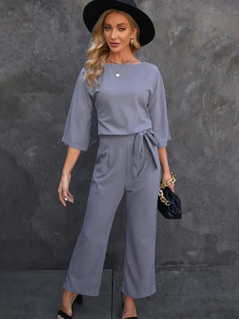 Dames-jumpsuit met strikceintuur – Selina Herfsteditie
