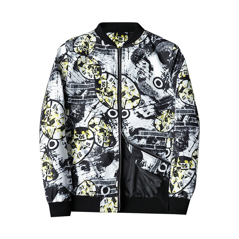 Heren Bomberjack met Abstracte Print - Enzo