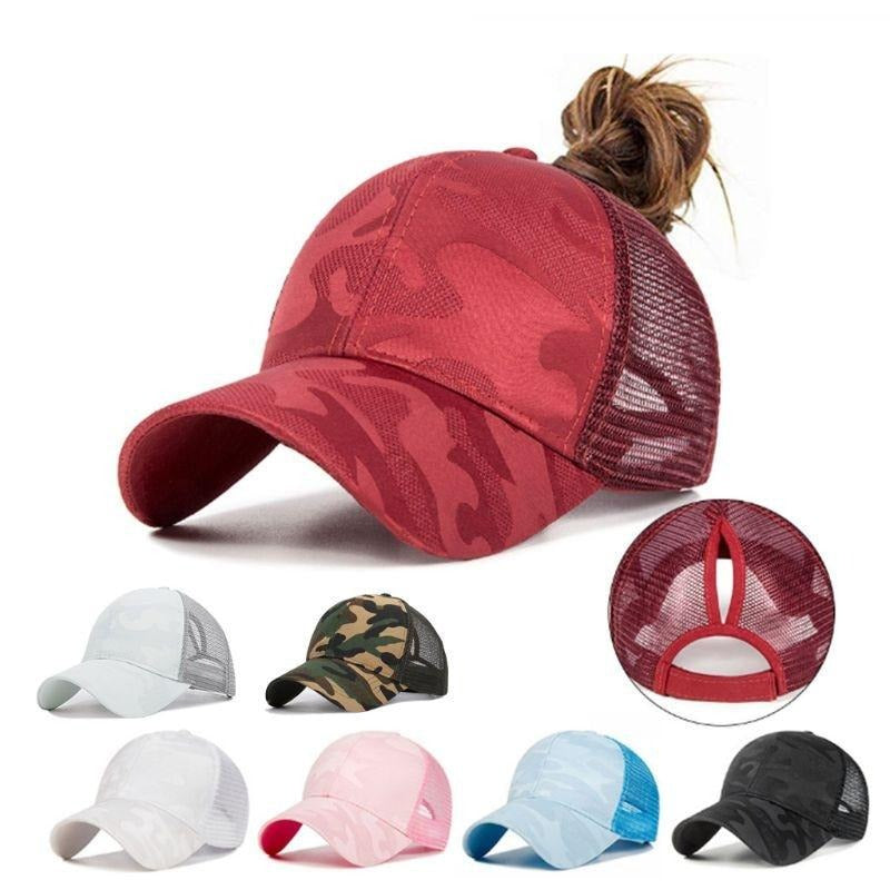 Trendy dames baseballcap met een paardenstaartopening en klittenbandsluiting – Leona