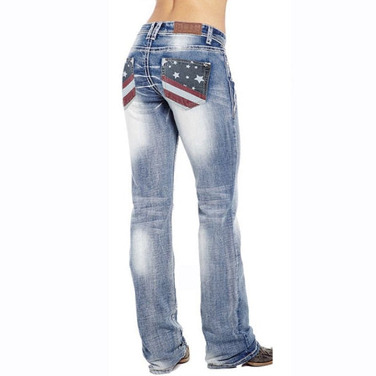 Dames Bootcut Jeans met Vlag Details – Madison