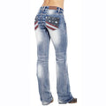 Dames Bootcut Jeans met Vlag Details – Madison