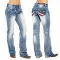 Dames Bootcut Jeans met Vlag Details – Madison