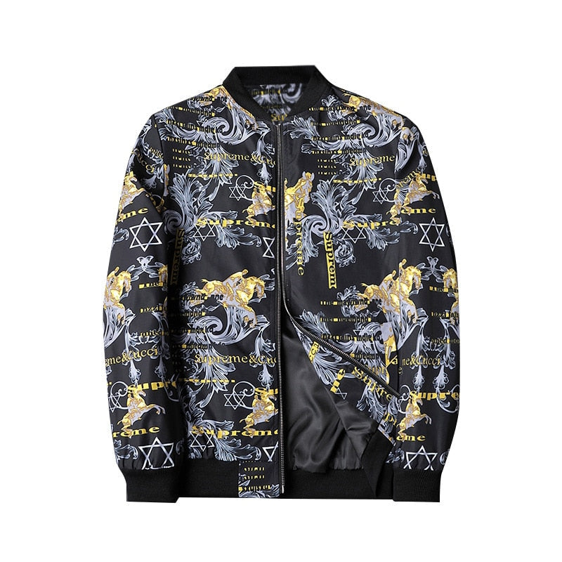 Heren Bomberjack met Abstracte Print - Enzo