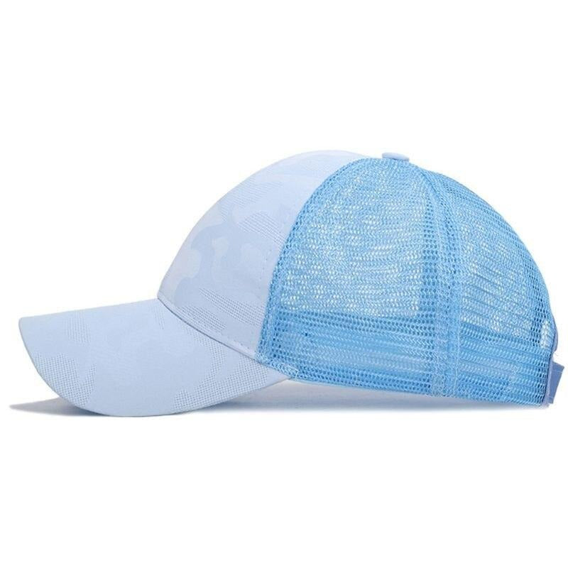Trendy dames baseballcap met een paardenstaartopening en klittenbandsluiting – Leona