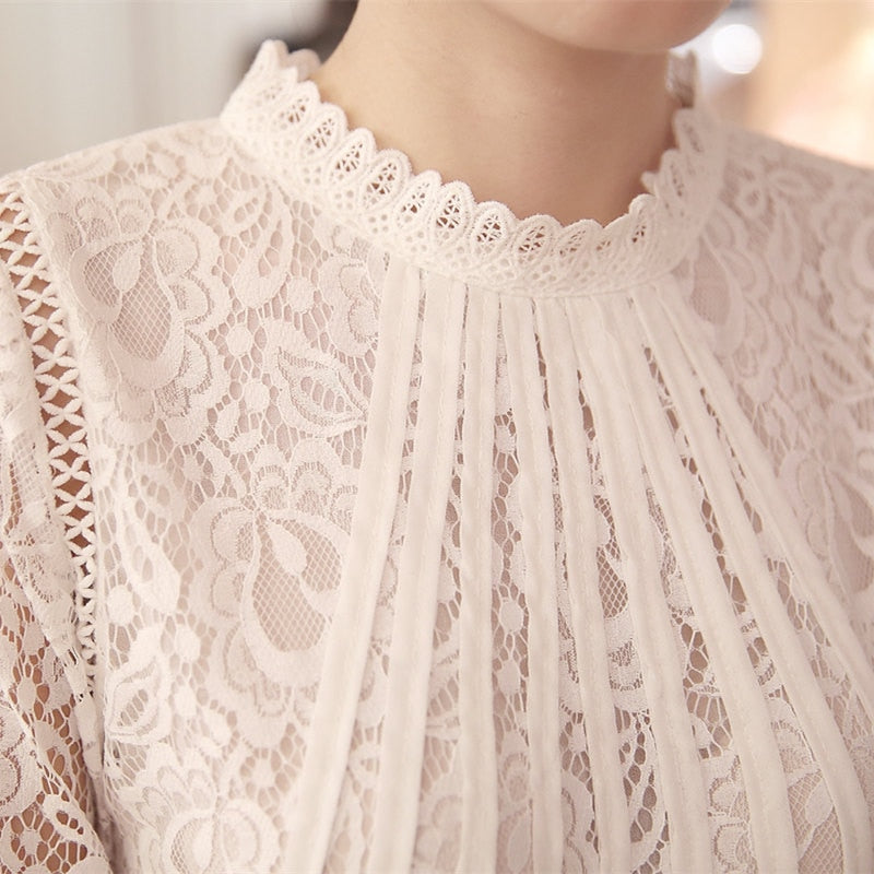 Kanten Damesblouse met Lange Mouwen – Amira Herfstmagie