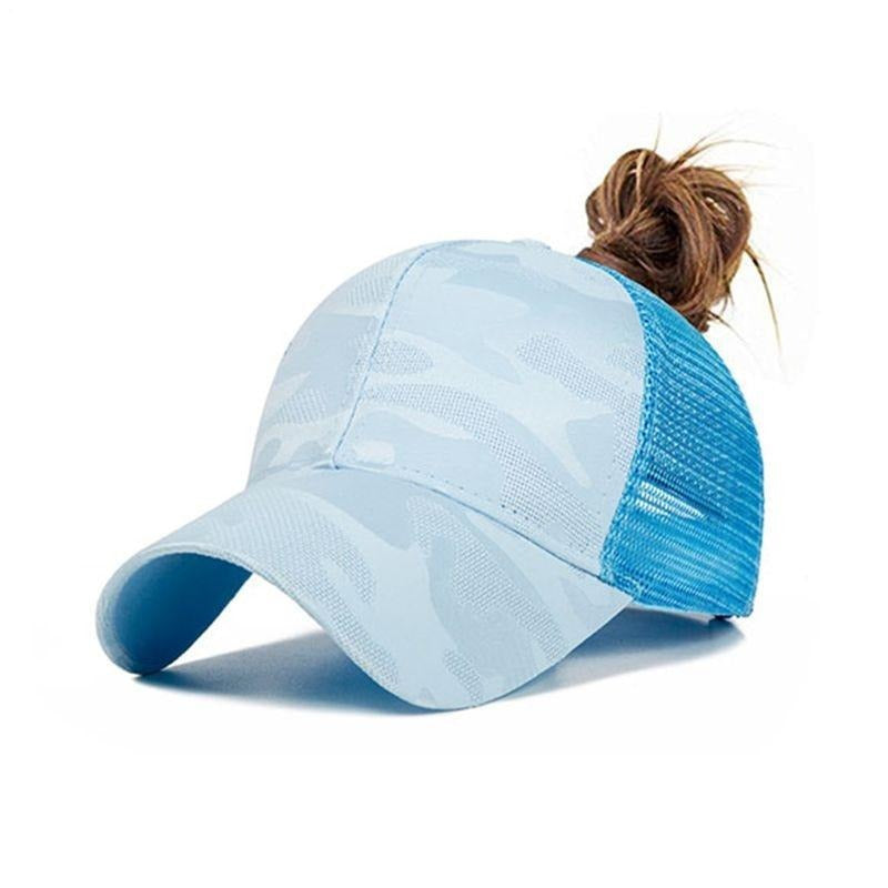 Trendy dames baseballcap met een paardenstaartopening en klittenbandsluiting – Leona