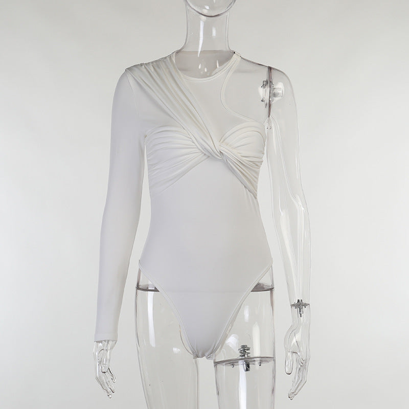 Stijlvolle dames lange mouwen bodysuit met drapeer-effect en figuuraccentuerend ontwerp – Mira