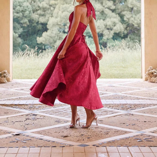 Stijlvolle dames A-lijn cocktailjurk met diepe V-hals – Liora