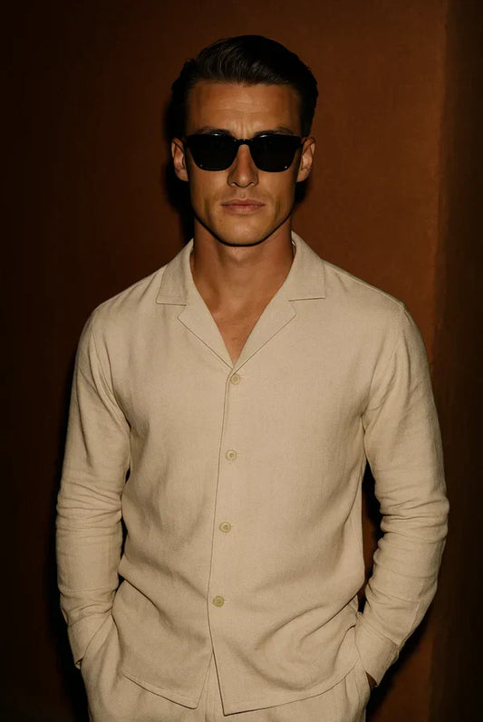 Stijlvol heren linnen overhemd met verborgen knoopsluiting – Eliano