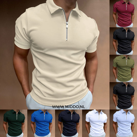 Moderne Slim Fit Polo met rits (1 kopen, 1 gratis) - VestoZip herenpolo