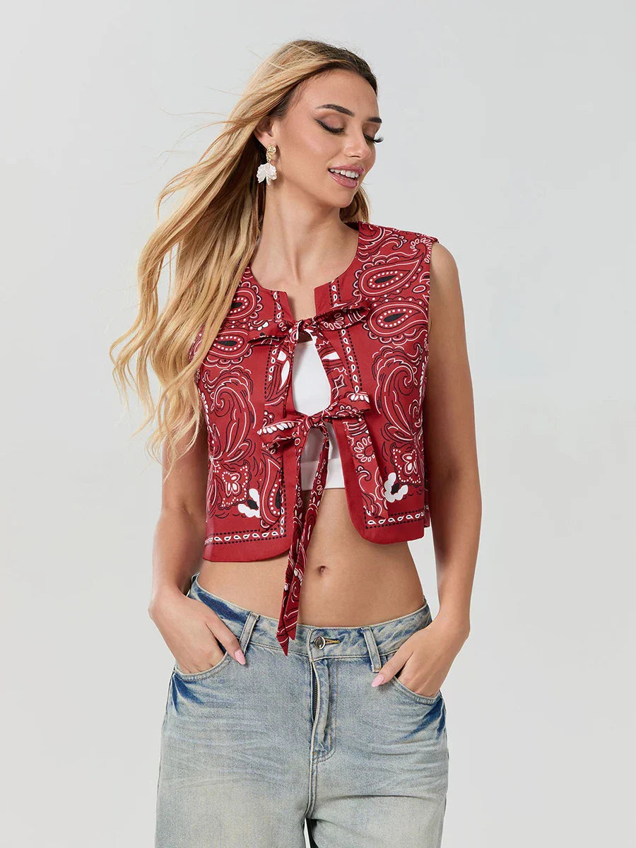 Y2K Rode Bandana Wikkel Cropped Top - Liora