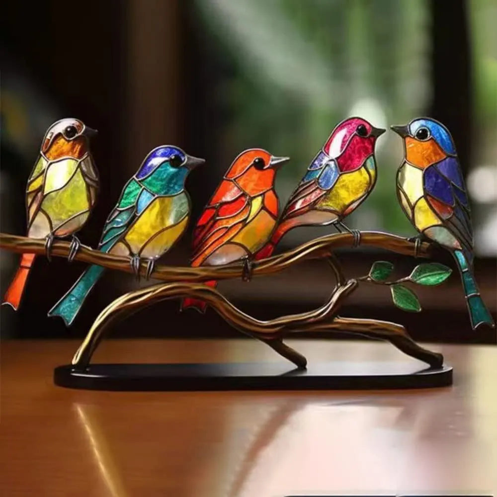 Gekleurde Vogels Op Tak Decoratief Beeld - ColorBirds