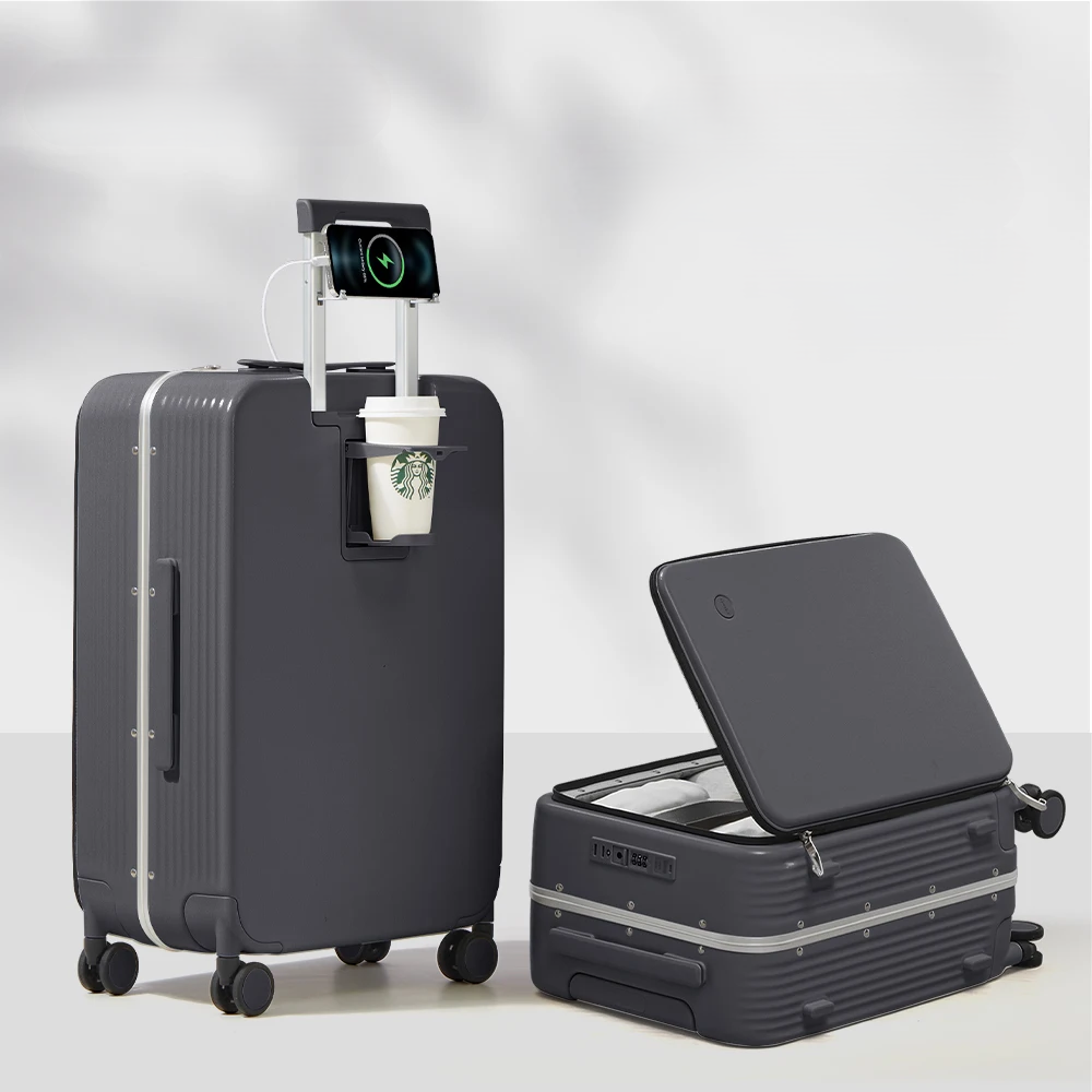 Aluminium Frame Hardshell Koffer met USB-Poort – Turin